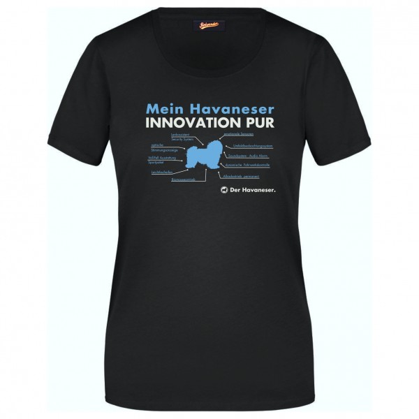 HavaneserDamen T-Shirt Innovation Hundemotiv Havanese Cuban Bichon Havanais Schwarz