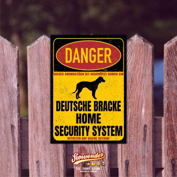 Deutsche Bracke Olper Bracke Bracken Jagdhund Jäger Westfälische Bracke Dog Türschild Danger Security System Warnschild Hund Schilder Hundeschild happy Design by Siviwonder