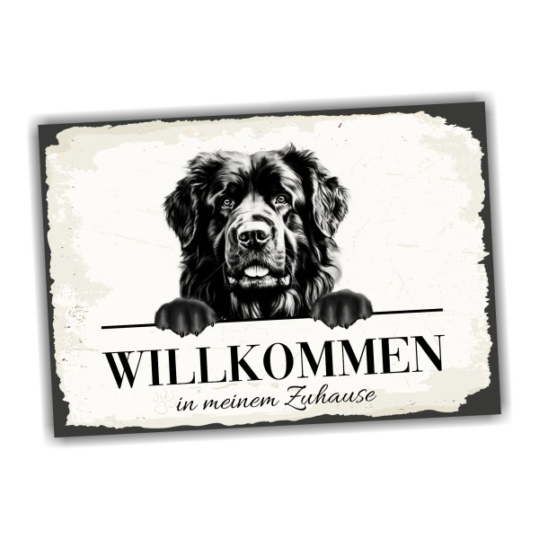 Hundeschild Willkommen Zuhause Neufundländer NeufiSchild Achtung Spruch