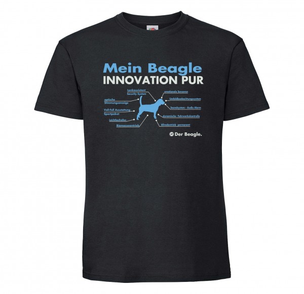 Beagle Unisex T-Shirt Innovation Hundemotiv English Beagel Schwarz