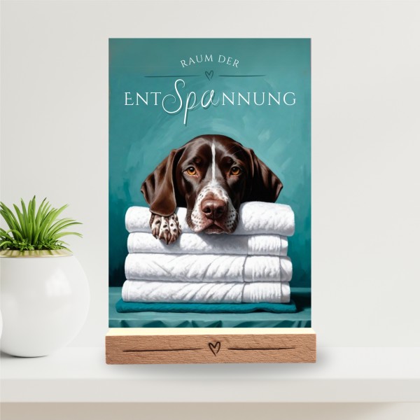 Hundeschild Deko Badezimmer Wellness Deutsch Kurzhaar Schild Spruch
