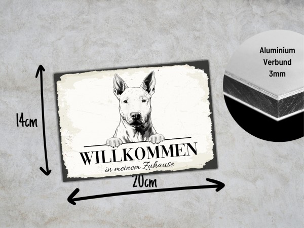 Hundeschild Willkommen Zuhause Bullterrier Bully Schild Achtung Spruch