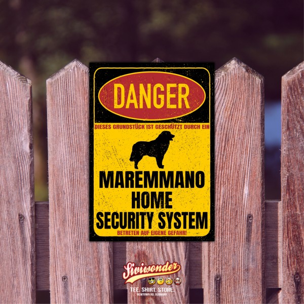 Maremmano Abruzzese Türschild Danger Security System Warnschild Hund Schilder Hundeschild