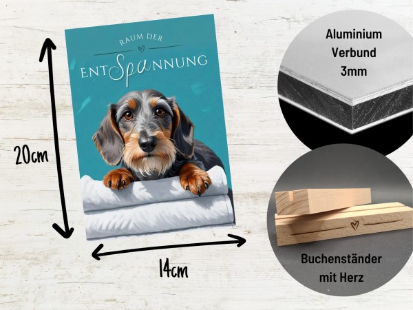 Hundeschild Deko Badezimmer Wellness Rauhaardackel Dackel Schild Spruch