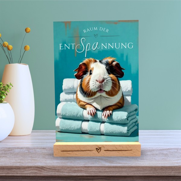 Meerschweinchen Schild Wellness Handtuch Entspannung Schild Spruch