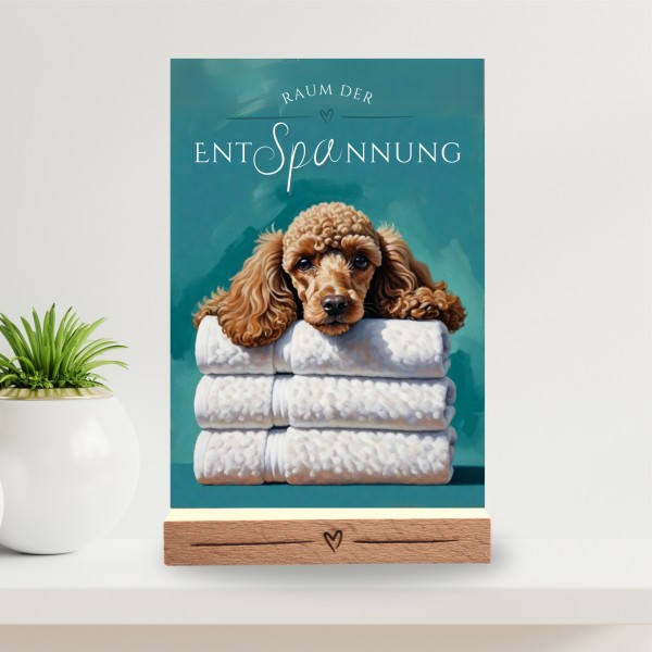 Hundeschild Deko Badezimmer Wellness Pudel Poodle Schild Spruch