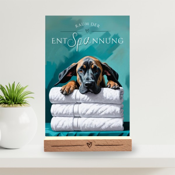 Hundeschild Deko Badezimmer Wellness Dogge deutsche Schild Spruch