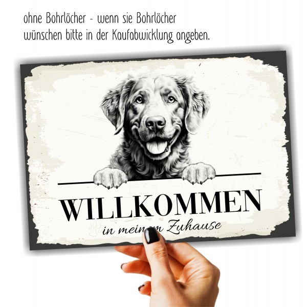 Hundeschild Willkommen Zuhause Chesapeake Bay RetrieverSchild Achtung