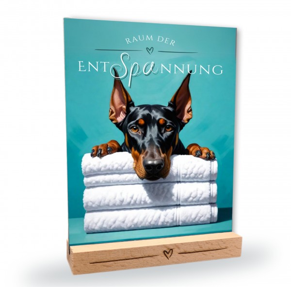 Hundeschild Deko Badezimmer Wellness Dobermann Dobi Schild Spruch