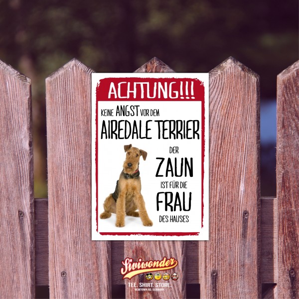 Airedale Terrier Dog Türschild Warnschild Hund Schilder Hundeschild happy Design by Siviwonder