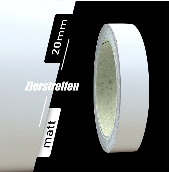 Zierstreifen Matt weiß white 20mm in in 10 m Länge für Auto Boot Klebeband Dekorstreifen Tuningstreifen Autofolie Siviwonder