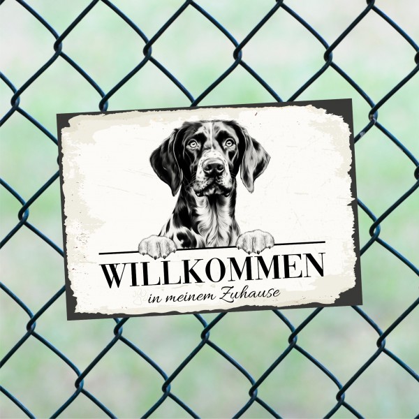 Hundeschild Willkommen Zuhause Deutsch Kurzhaar Schild Achtung Spruch