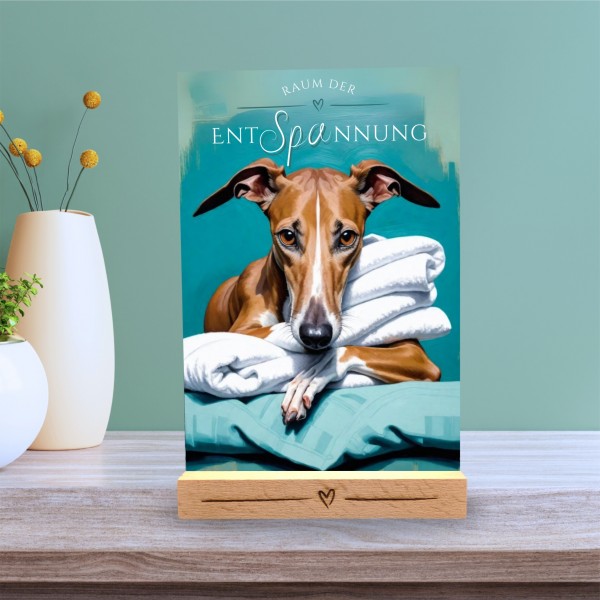 Hundeschild Deko Badezimmer Wellness Whippet Schild Spruch