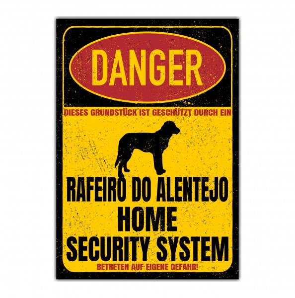 Rafeiro do Alentejo Mastiff Türschild Danger Security System Warnschild Hund Schilder Hundeschild