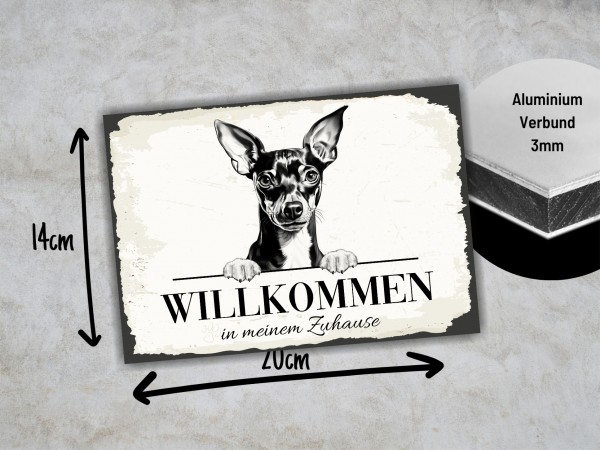 Hundeschild Willkommen Zuhause Zwergpinscher Pinscher Schild Achtung