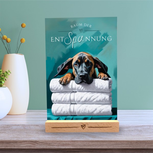 Hundeschild Deko Badezimmer Wellness Dogge deutsche Schild Spruch