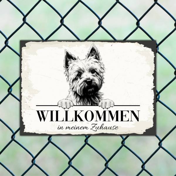 Hundeschild Willkommen Zuhause Cairn Terrier Kern Schild Achtung Spruch Türschild