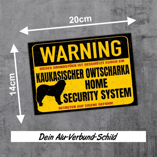 Kaukasischer Owtscharka Schild Warning Security System Türschild Hundeschild Warnschild Hund