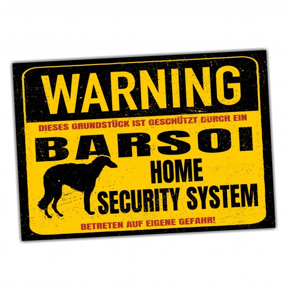 Barsoi Borzoi Dog Schild Warning Security System Türschild Hundeschild Warnschild