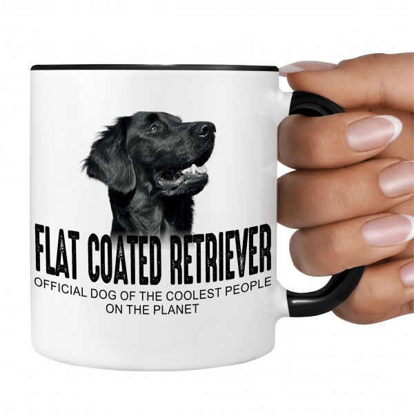 Flat Coated Retriever Flattie Flatcoat der Glatthaarige Retriever Flatte Dog Tasse Kaffeetasse Kaffeebecher happy Design by Siviwonder
