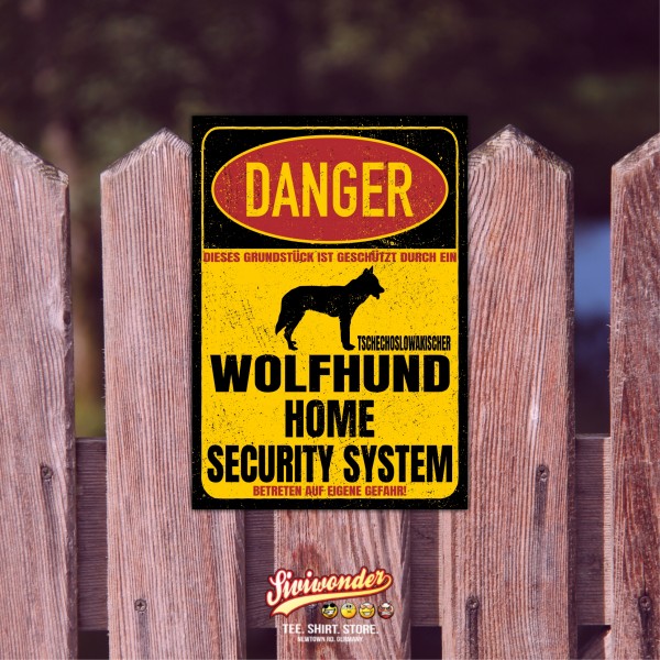 Tschechoslowakischer Wolfhund Wolf Vlack Tschechischer Türschild Danger Security System Warnschild Hund Schilder Hundeschild