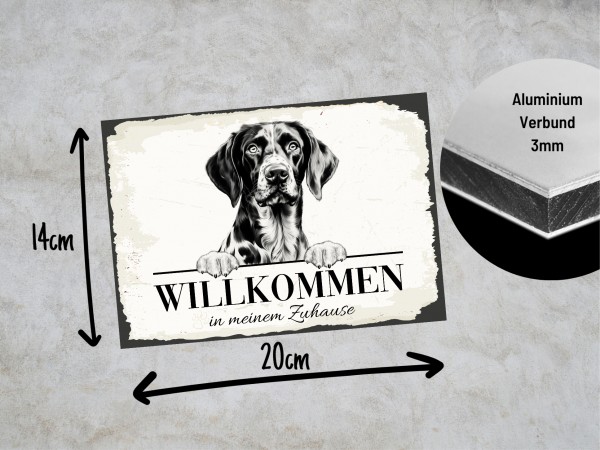 Hundeschild Willkommen Zuhause Deutsch Kurzhaar Schild Achtung Spruch