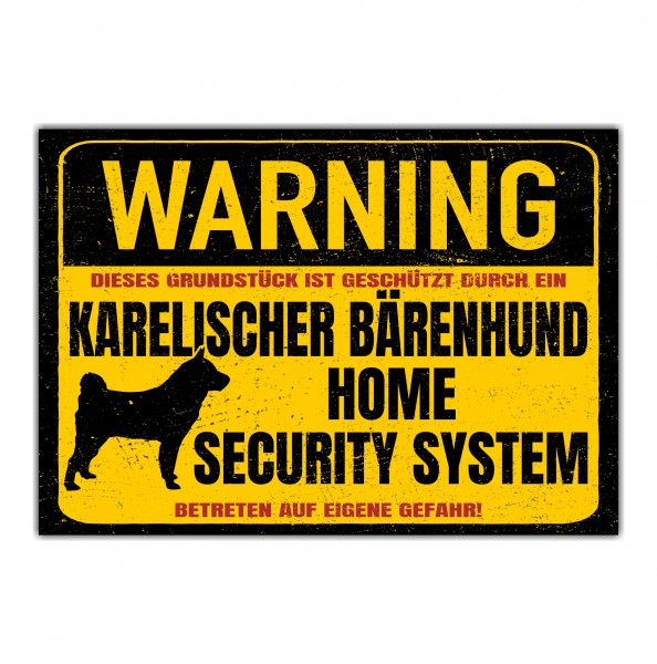 Karelischer Bärenhund Schild Warning Security System Türschild Hundeschild Warnschild Hund