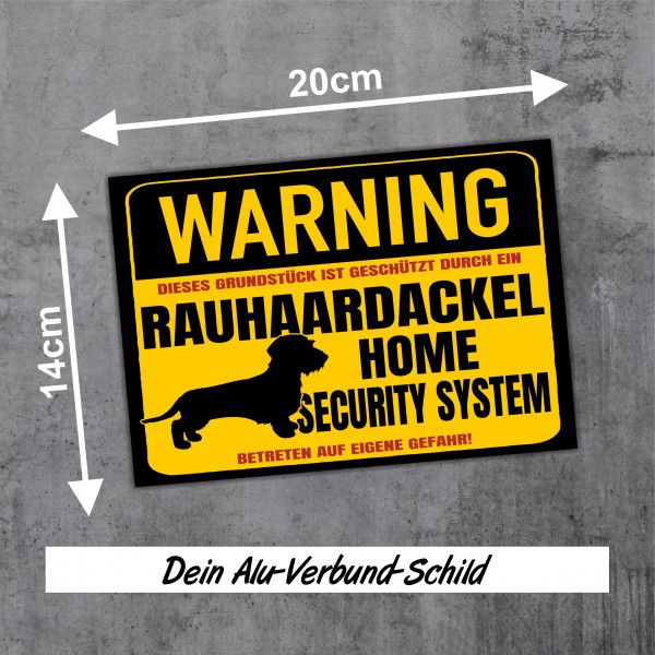 Schild Rauhaardackel Warning Security System Türschild Hundeschild Warnschild Hund Dackel Teckel