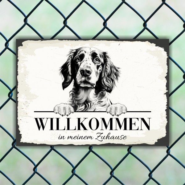 Hundeschild Willkommen Zuhause English Setter Schild Achtung Spruch