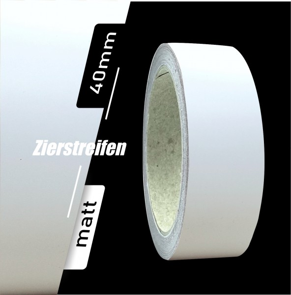 Zierstreifen Matt weiß white 40mm in in 10 m Länge für Auto Boot Klebeband Dekorstreifen Tuningstreifen Autofolie Siviwonder
