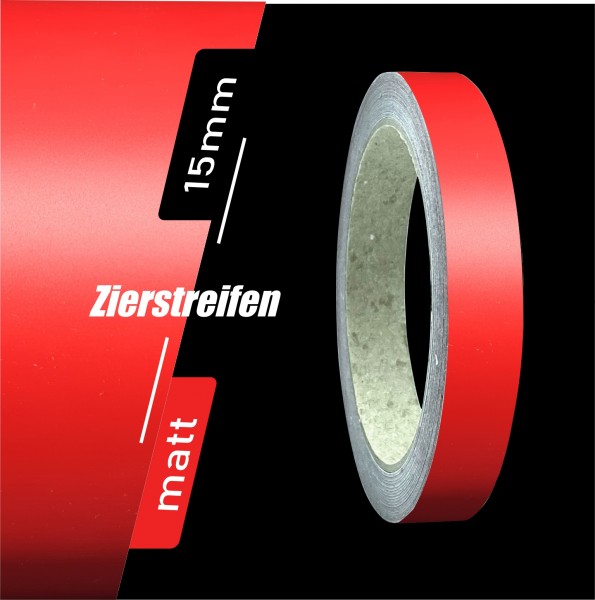 Zierstreifen Matt rot feuerrot verkehrsrot 15mm in in 10 m Länge für Auto Boot Klebeband Dekorstreifen Tuningstreifen Autofolie Siviwonder