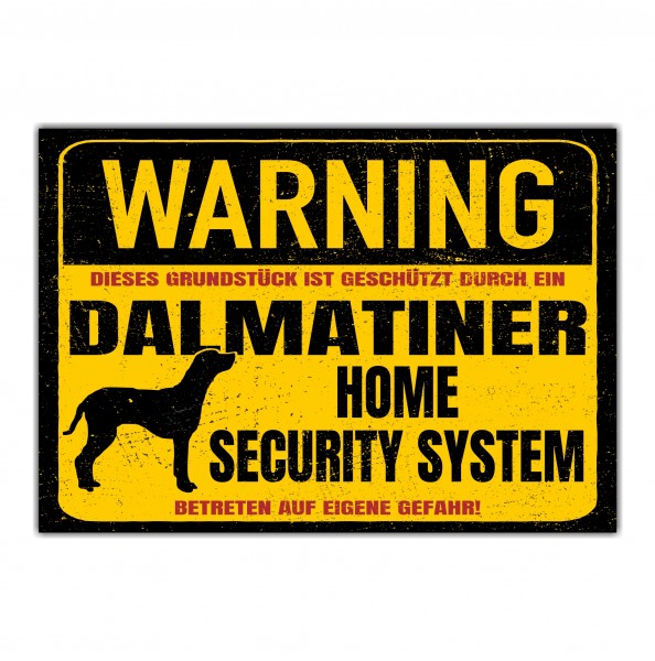 Dalmatiner Dal Dally Dog Schild Warning Security System Türschild Hundeschild Warnschild