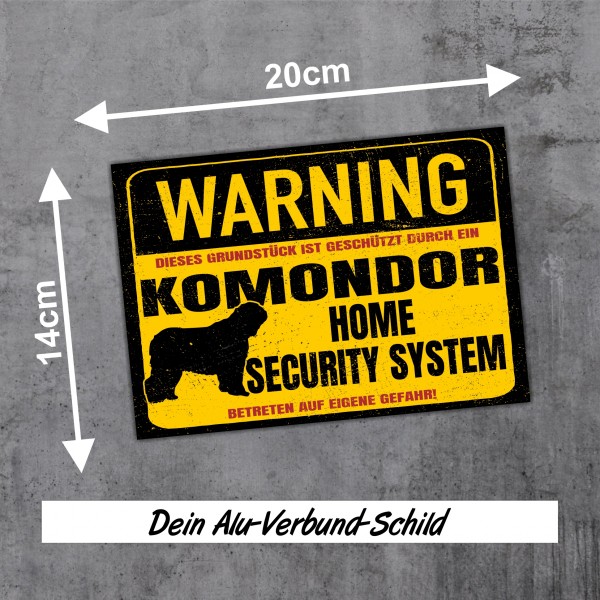 Komondor Schild Warning Security System Türschild Hundeschild Warnschild Hund Filz