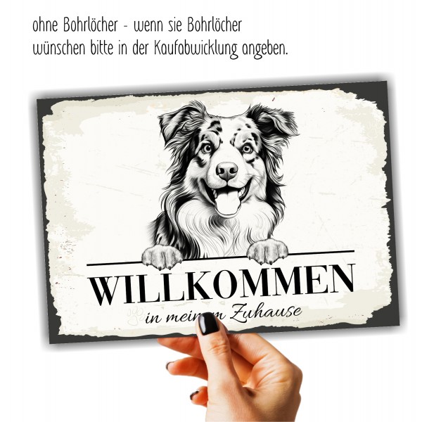 Hundeschild Willkommen Zuhause Aussie Terrier Schild Achtung Zaun Frau Spruch Türschild Hundeschild Warnschild Design by Siviwonder