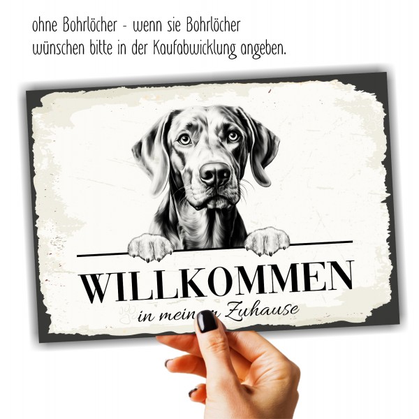 Hundeschild Willkommen Zuhause Weimaraner Weim Schild Achtung Spruch Türschild