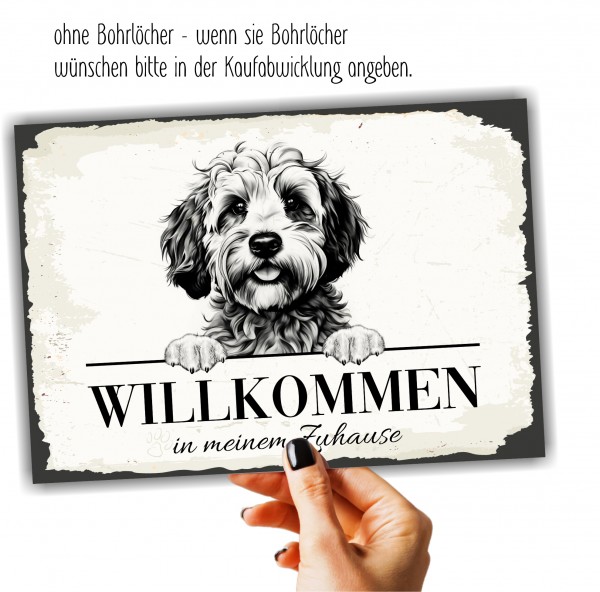 Hundeschild Willkommen Zuhause Cavapoo Schild Achtung Spruch