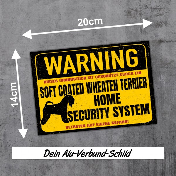 Schild Soft Coated Wheaten Terrier Warning Security System Türschild Hundeschild Warnschild Hund