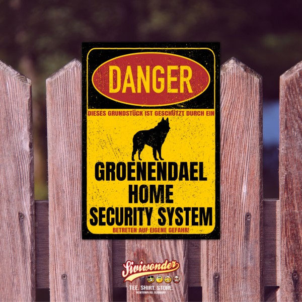 Groenendael Belgischer Schäferhund Berger Belge Sheepdog Dog Türschild Danger Security System Warnschild Hund Schilder Hundeschild happy Design by Siviwonder