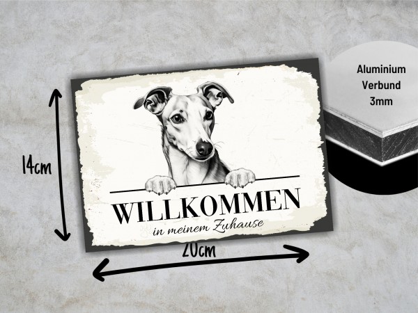 Hundeschild Willkommen Zuhause Whippet Windhund Schild Achtung
