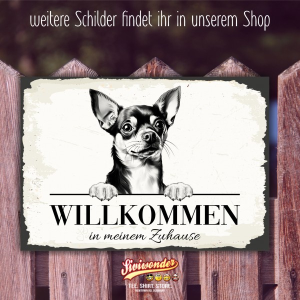 Hundeschild Willkommen Zuhause Chihuahua Schild Achtung Spruch Türschild