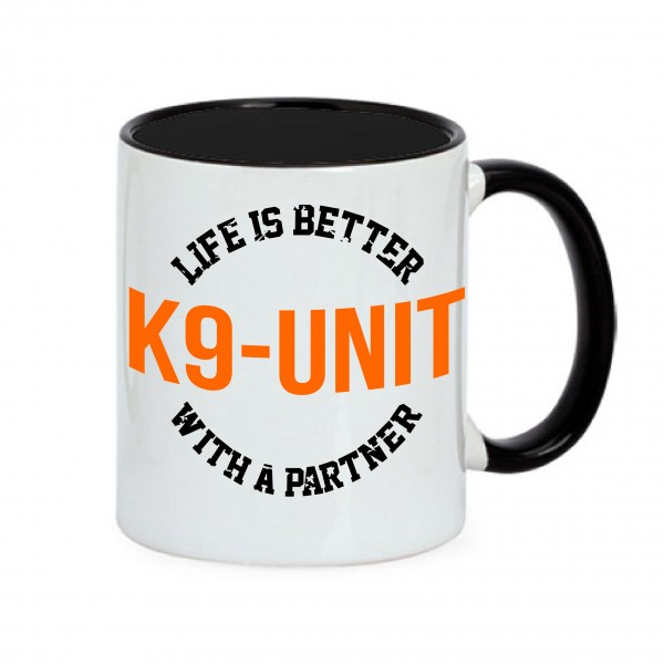 Life is better partner k9 unit einheit tasse keramik sublimation hund mensch kaffee tee polizei