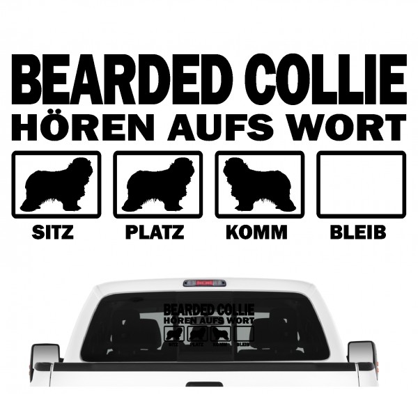 Bearded Collie Beardie Argle Bargle Highland Collie Dog Hört aufs Wort Hunde Aufkleber Sticker Autoaufkleber