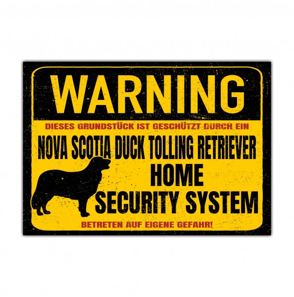 Schild Nova Scotia Duck Tolling Retriever Warning Security System Türschild Hundeschild Warnschild Hund