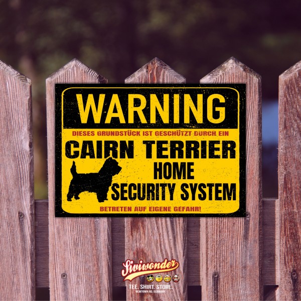 Cairn Terrier Kern Dog Schild Warning Security System Türschild Hundeschild Warnschild Warnung