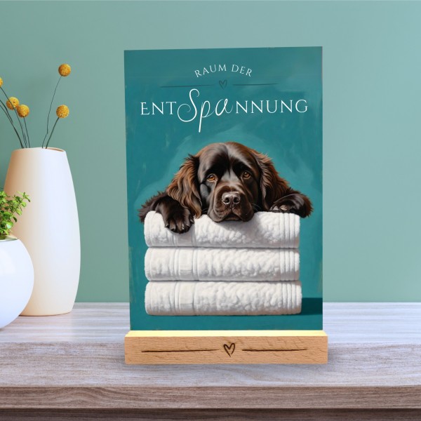 Hundeschild Deko Badezimmer Wellness Neufundländer Neufi Schild Spruch