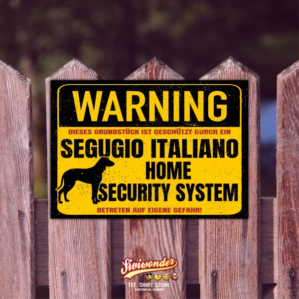 Schild Segugio Italiano Warning Security System Türschild Hundeschild Warnschild Hund Jagd