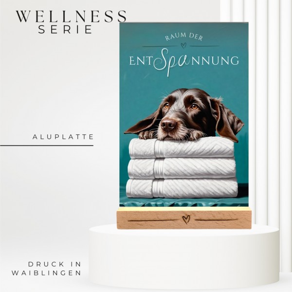 Hundeschild Deko Badezimmer Wellness Deutsch Drahthaar Schild Spruch