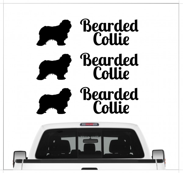 Bearded Collie Beardie Argle Bargle Highland Collie Dog 3er Set AUTOAUFKLEBER Aufkleber Hunde Hundemotiv by SIVIWONDER