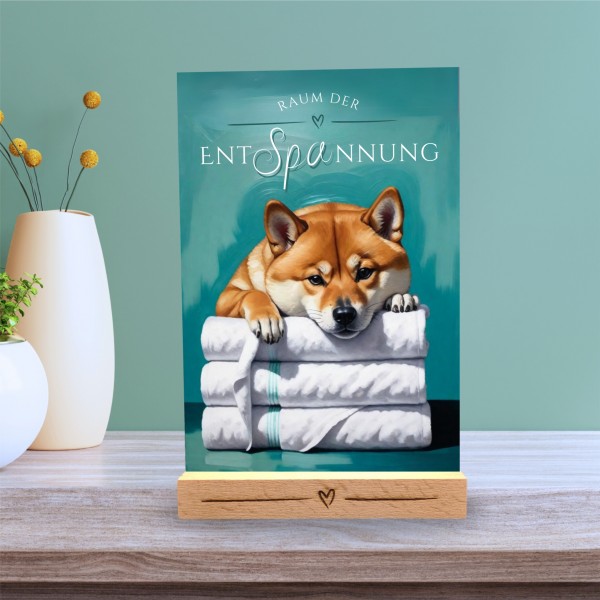 Hundeschild Deko Badezimmer Wellness Shiba Inu Schild Spruch