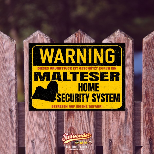 Malteser Türschild Warning Security System Warnschild Hund Schilder Hundeschild